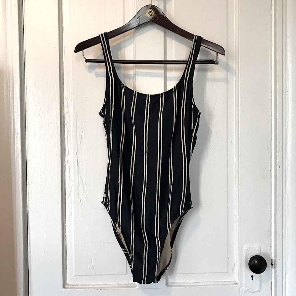J. Crew Striped Navy One Piece Bathing Suit